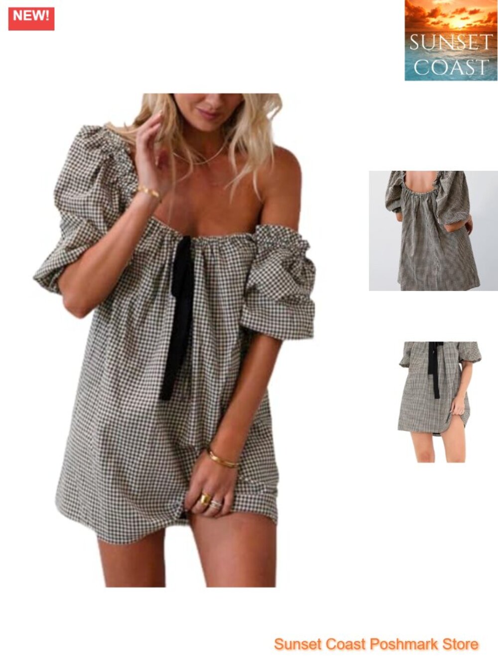 Women's Babydoll Mini Dress Puff Sleeve Floral Sundress Casual